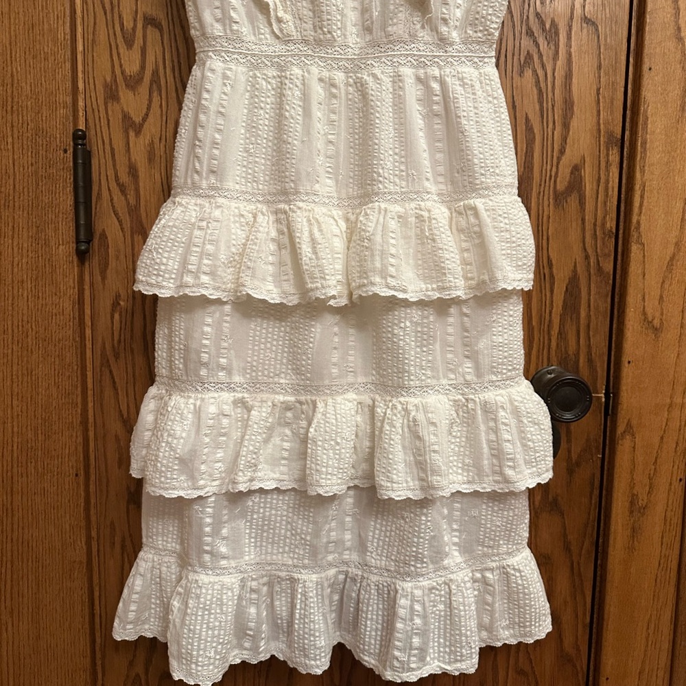 LoveShackFancy Romantic Ruffled offwhite Midi Dress sz 2/4 - Picture 7 of 11